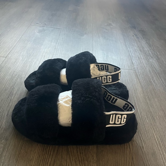 UGG black slippers, size 9 - Picture 2 of 3